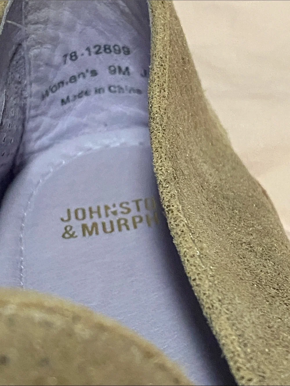 Johnston & Murphy Gold tone Perforated Suede Slip-On Loafers